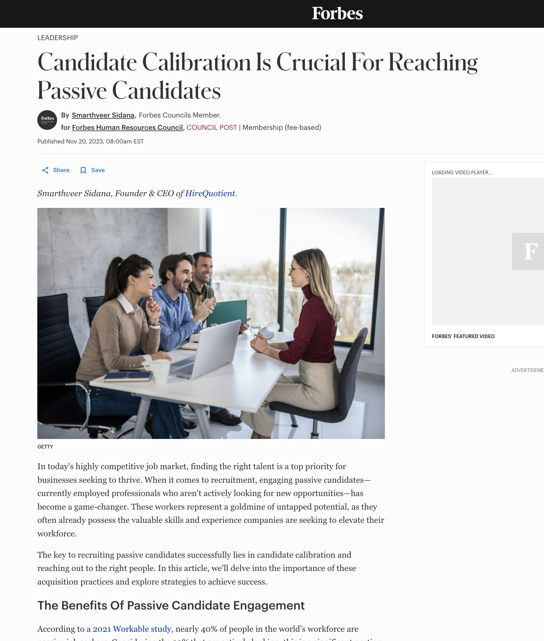 Candidate Calibration for Passive Candidates